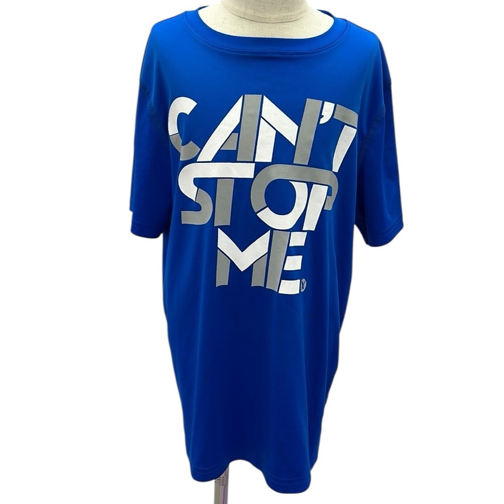 Xersion Blue Cant Stop Me Quick Dry Short Sleeve Tee Boys Large 14 16